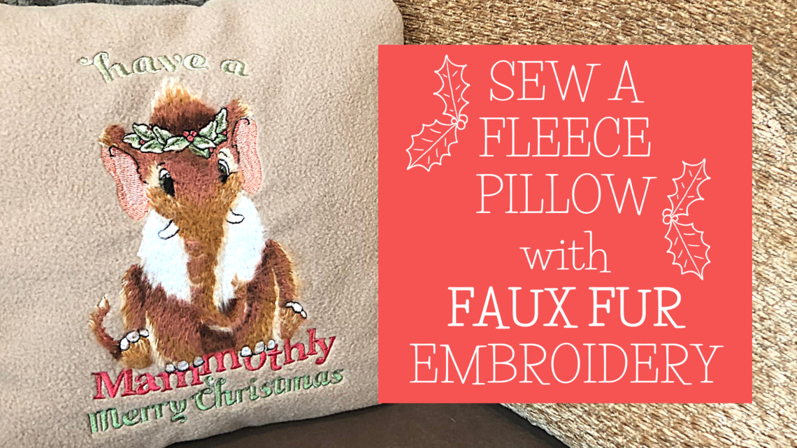 FLEECE PILLOW with FAUX FUR EMBROIDERY