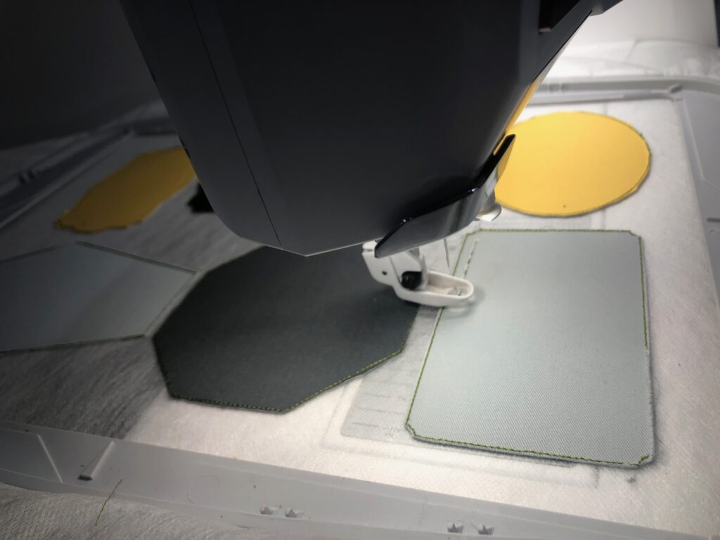 in-progress stitchout of patches