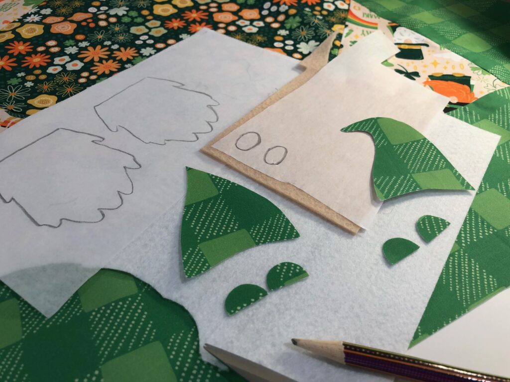 cutting out Irish twin gnomes